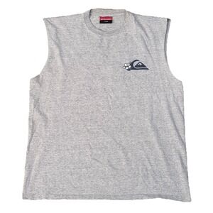 Vintage Y2K Quicksilver Men L  Hawaii Sleeveless T-Shirt Floral Logo Surf Skate